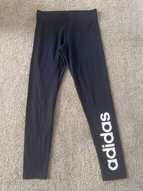 adidas Black Leggings with White Side Logo